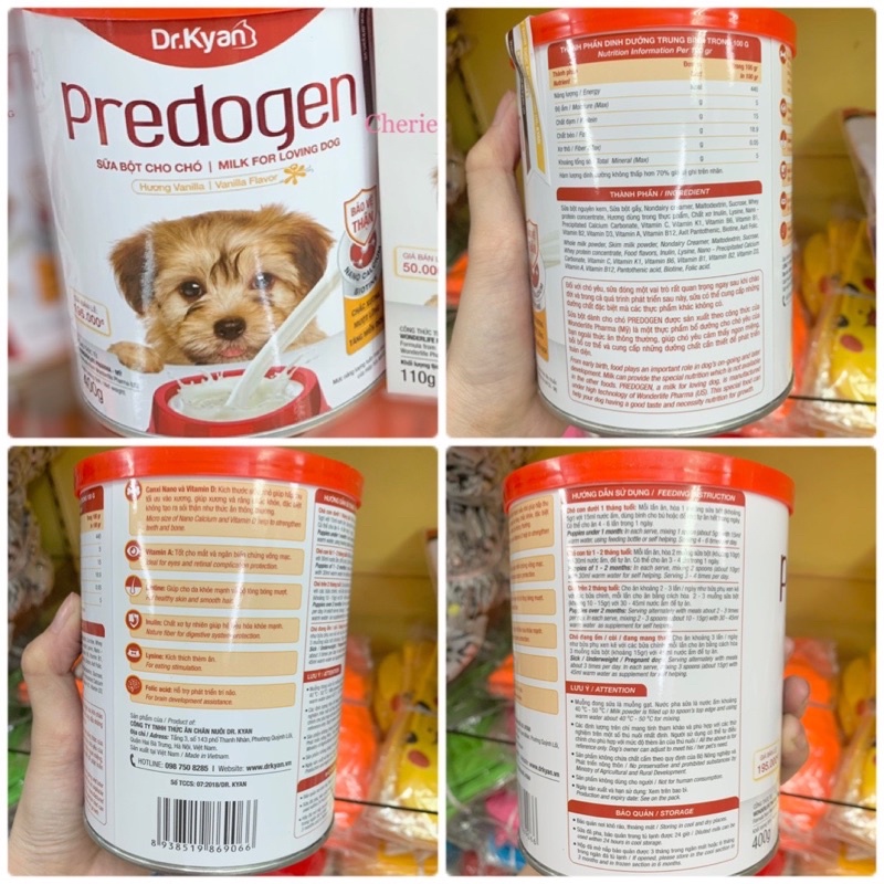 Sữa bột cho chó mèo Dr.Kyan Predogen hộp 110g - lon 400g