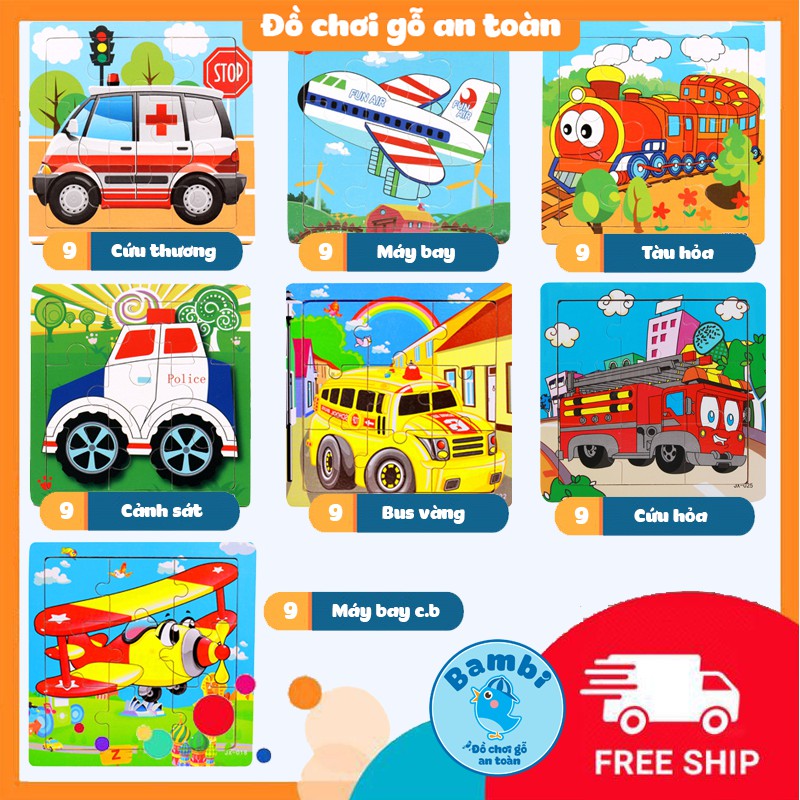 9 miếng] Đồ chơi tranh ghép hình gỗ puzzle - Bộ ghép hình - Tranh xếp hình