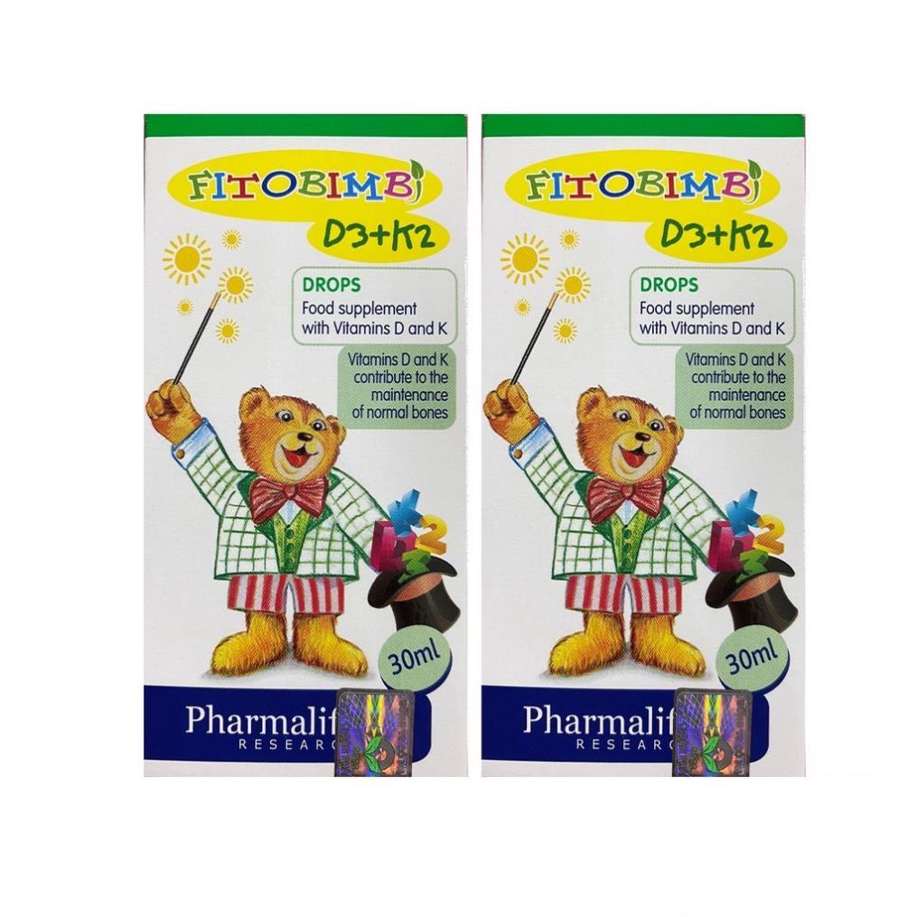 Fitobimbi D3+K2 – Bổ sung vitamin D3, K2 giúp hấp thu canxi, phát triển xương và chiều cao ở trẻ (30ml)