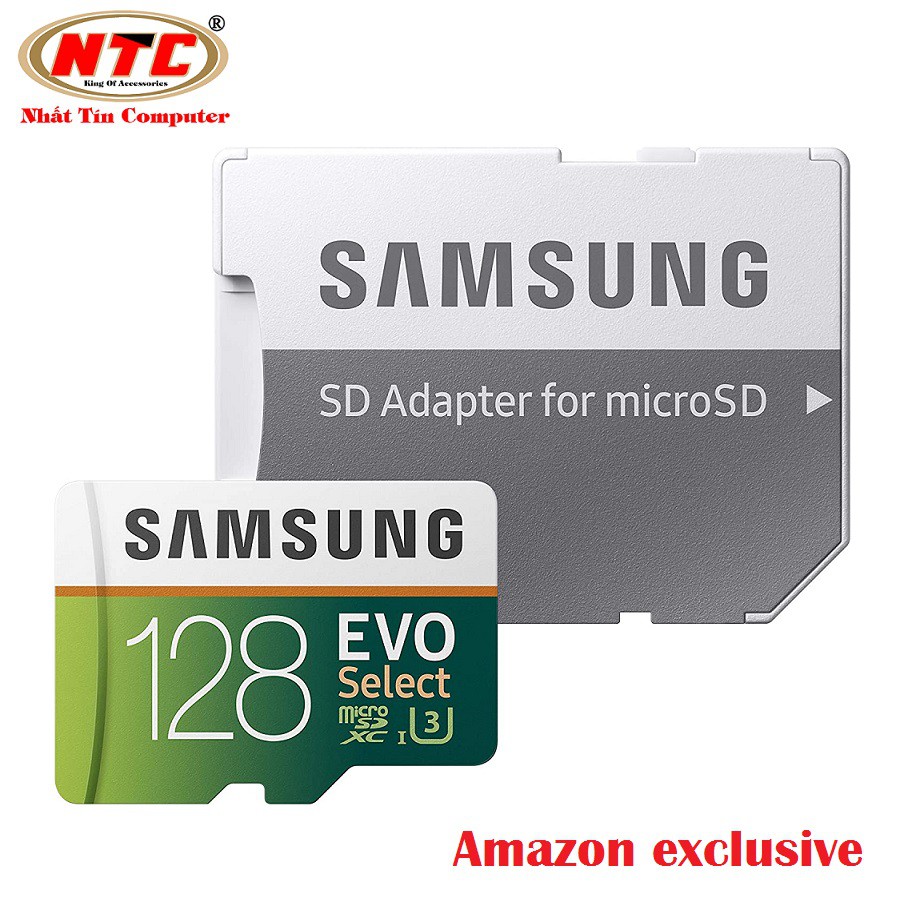 Thẻ nhớ MicroSDXC Samsung EVO Select 128GB U3 4K 100MB/s kèm Adapter (Xanh) - Không Box