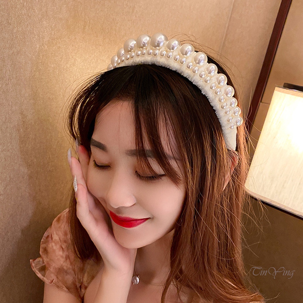 GETNOIVAS Cài tóc bằng vải đính ngọc trai giả sang trọng cho nữ