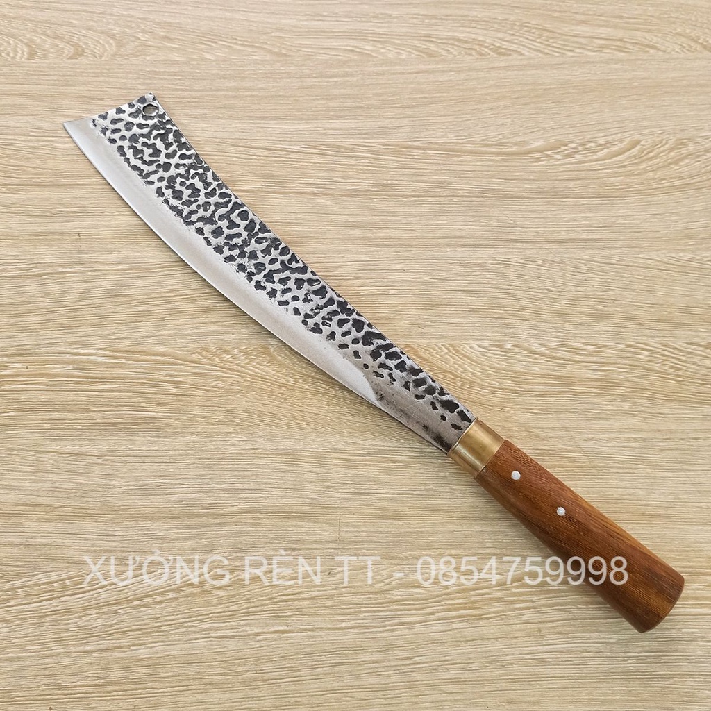 Bộ 4 Dao Nhà Bếp Thép Nhíp Dập Vân Kháng Rỉ, Chặt Cây, Xương, Thái Lọc Thịt - Cán Gỗ Cẩm