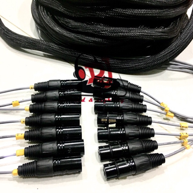 Dây Mic trống 7 đầu Jack 10m dây micro drum 7 Jack canon đực cái dài 10m microphone drum Jack canon day Mic
