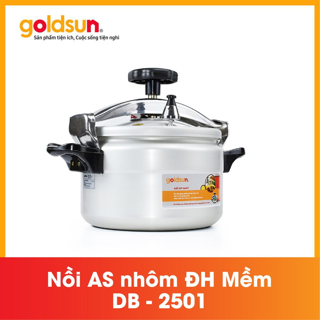 [GOLDSUN VIỆT NAM] Nồi Áp Suất Cơ 5L GOLDSUN - Chất Liệu Nhôm Điện Hóa- Tỏa Đều Nhiệt- Bền Bỉ- An Toàn- Đa Dụng-  DB2501