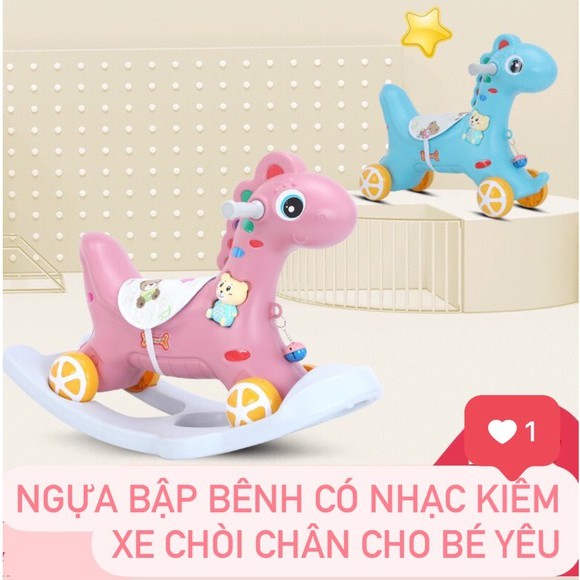 NGỰA BẬP BÊNH / XE CHÒI CHÂN 2 IN 1 CHO BÉ VUI CHƠI ( CÓ NHẠC )