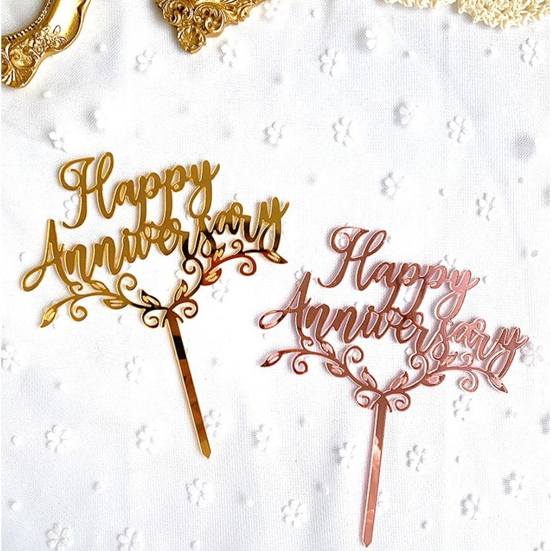 Topper Cắm Trang Trí Bánh Kem Chữ Happy Anniversary