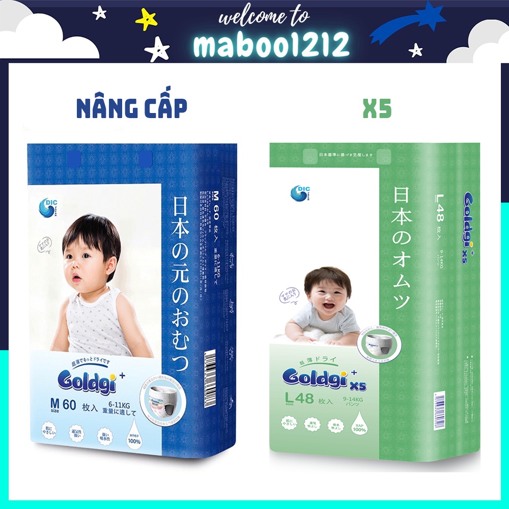 Bỉm GOLDGI nâng cấp 2020 nội địa Nhật quần/dán đủ size Nb92/S84/M66/M60/L56/L48/XL46/XL44/XXL34