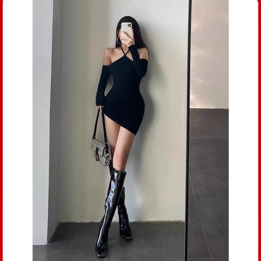 Đầm Body Trễ Vai Tay Dài Tôn Dáng Gợi Cảm Phối Cổ Yếm E Ấp Ngây Thơ D053 Mẫu mới | BigBuy360 - bigbuy360.vn