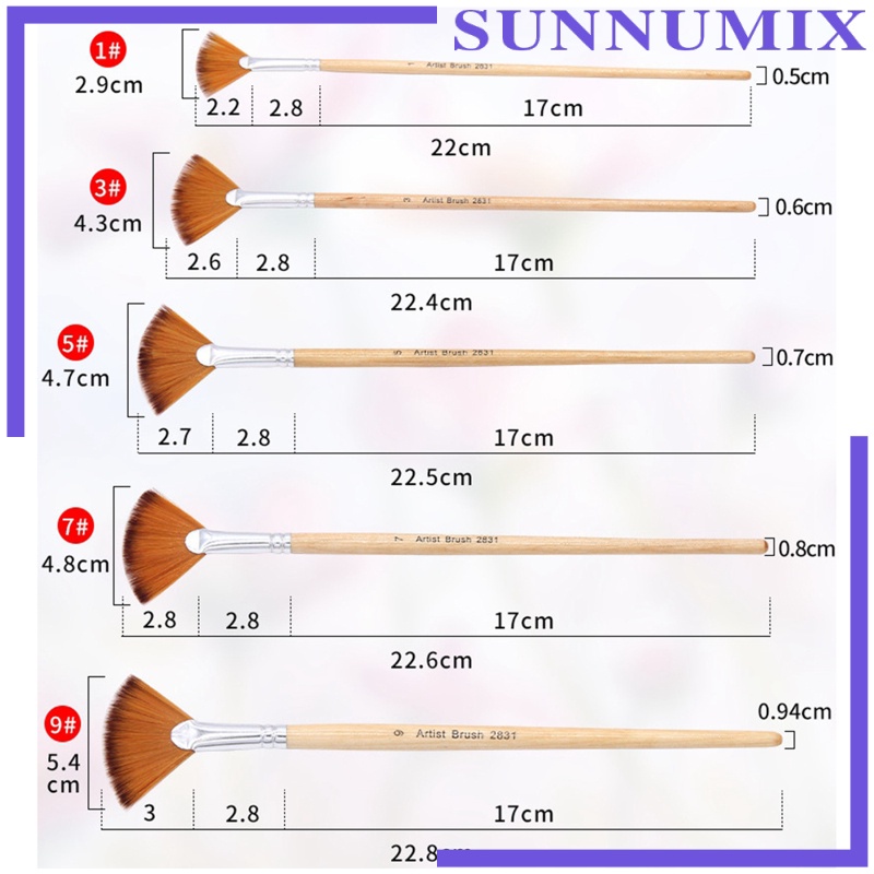 Set 5 Cọ Vẽ Tranh Màu Nước Sợi Nylon Mềm Mại Tiện Dụng