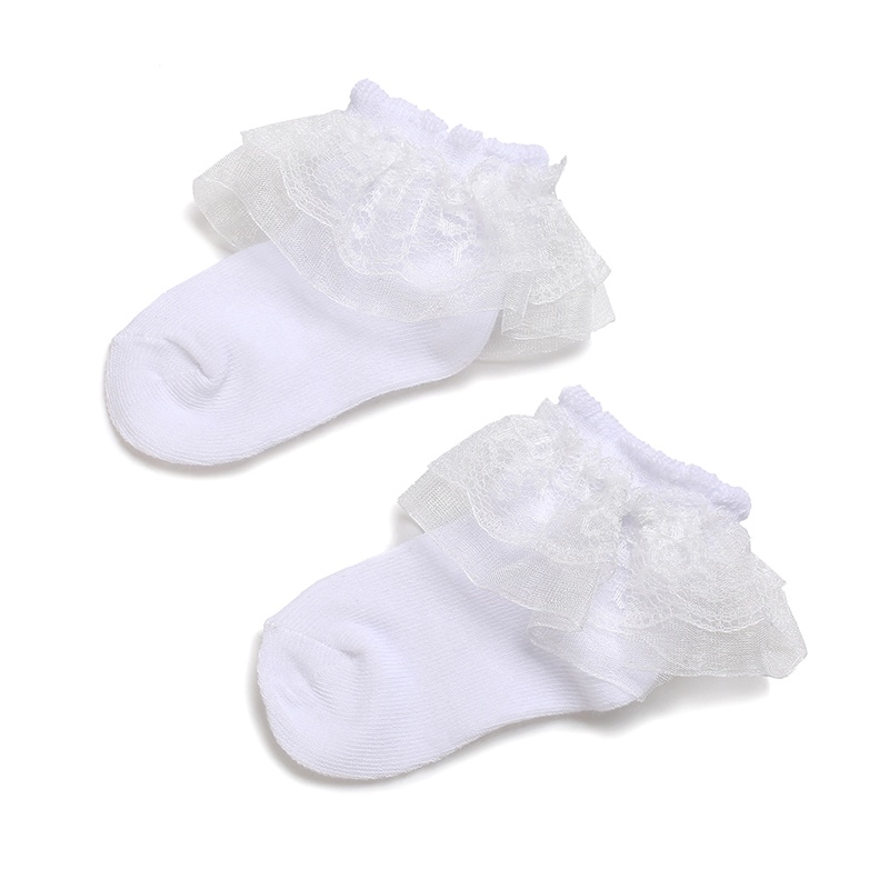 Đôi Vớ Cotton Thoáng Khí Viền Ren Thời Trang Cho Bé