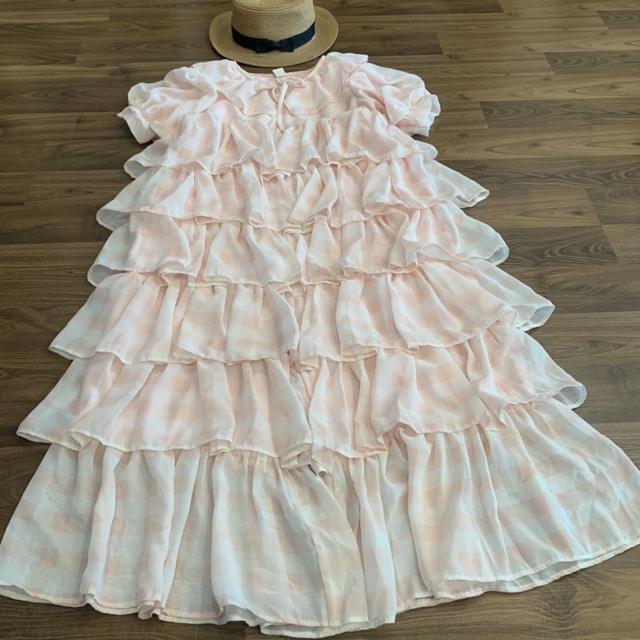Jumsuit caro hồng baby