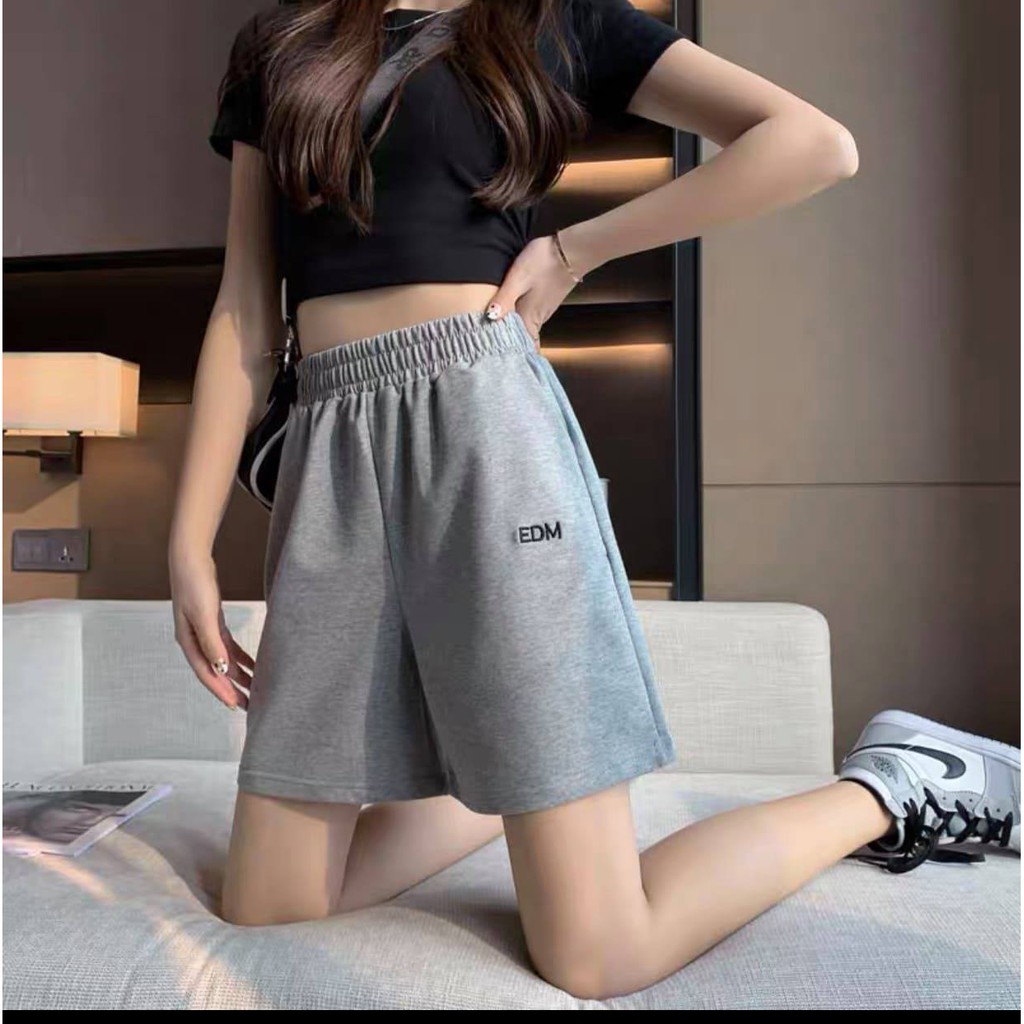 Quần đùi Unisex cạp chun EDM quần short nam nữ thể thao đi chơi chất thun mềm mát - VIETSTAR