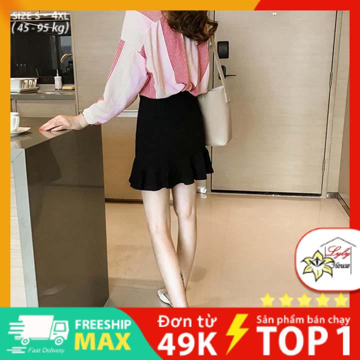 Áo sơ mi nữ công sở đẹp tay dài form rộng họa tiết sọc có size 45 - 95kg