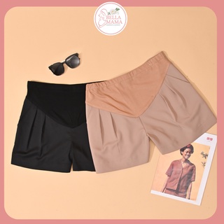 Quần Đùi Bầu Thiết Kế, Hàng Việt Nam, Chất Liệu Vải Trượt Hàn Quốc Có Chun Chỉnh Bụng Bella Mama - QD01