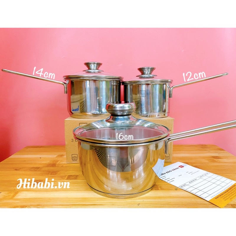 Quánh bột inox 3 đáy FIVESTAR_nồi nấu cháo fivestar inox 12cm,14cm,16cm