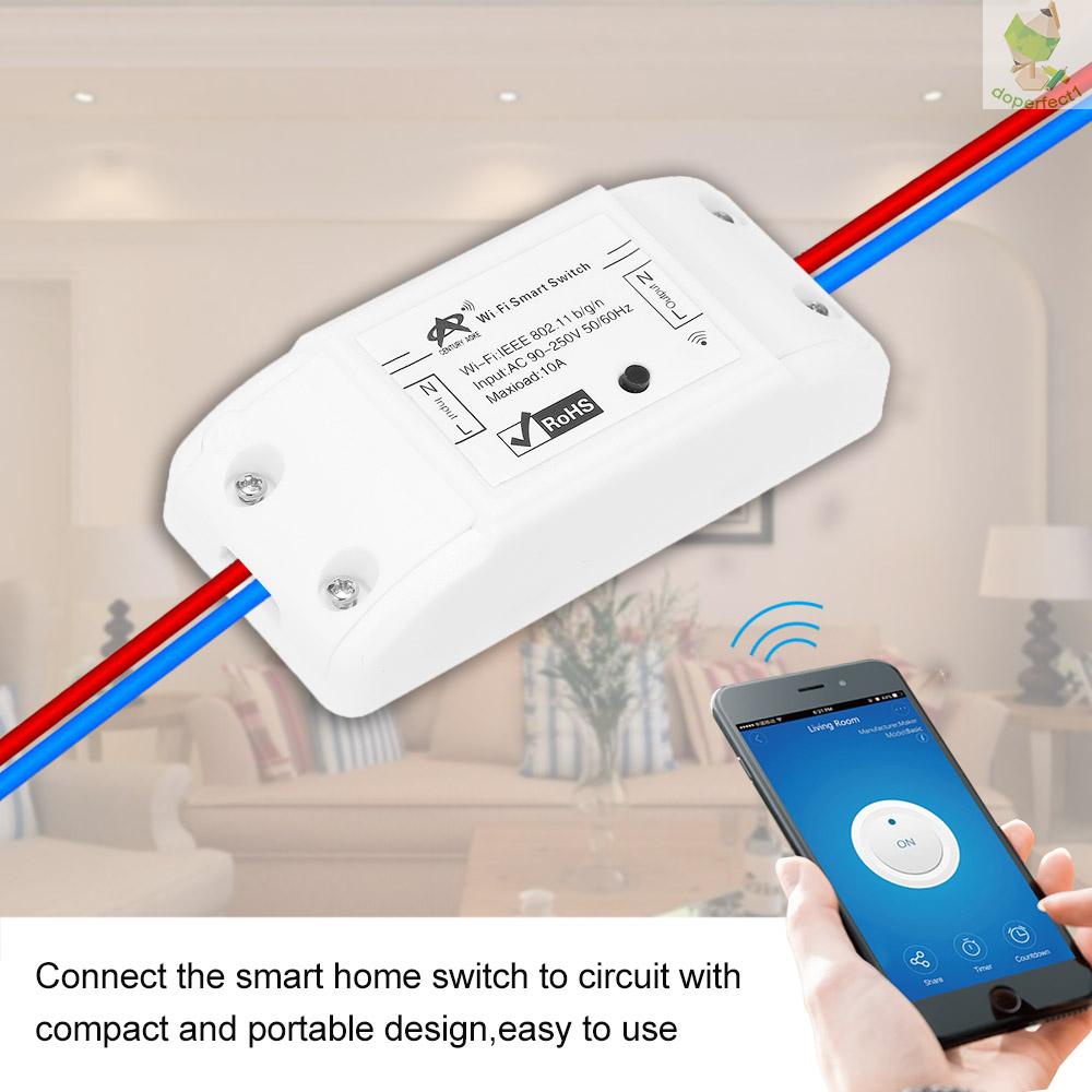 New Tuya Wifi Switch 10A/2200W Wireless Remote Switch DIY Relay Module for Android/IOS APP Control Timer Compatible with Alexa Google Home for Universal Smart Home Automation