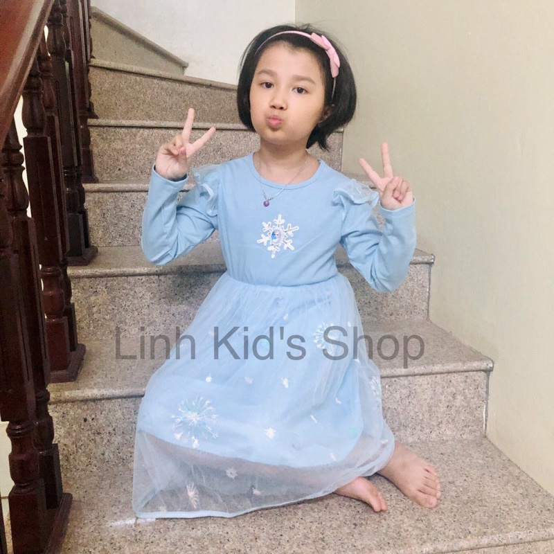 Váy elsa dài tay hàng Quảng Châu cho bé gái từ 9-28 kg