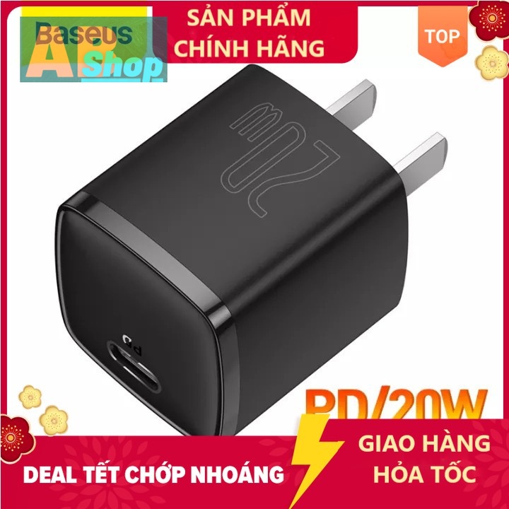 Củ sạc CUBE Baseus 20W USB C hỗ trợ sạc nhanh Type C PD cho iPhone 12 Pro Max 11 Mini 8 Plus -Hshop365