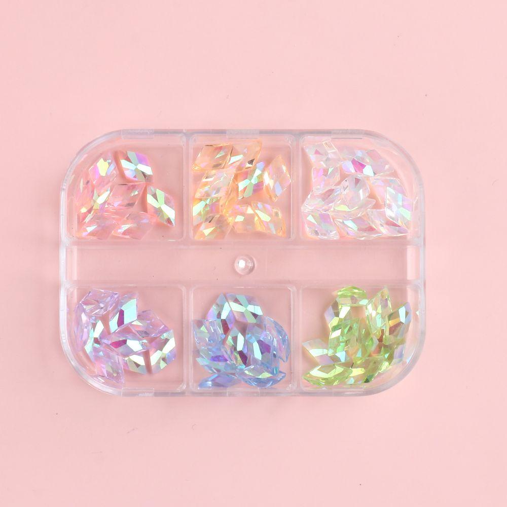 Móng Tay Hình Thoi|Hộp 6 Ngăn Đựng Phụ Kiện Trang Trí Móng Thời Trang|Đồ Trang Trí Móng Tay