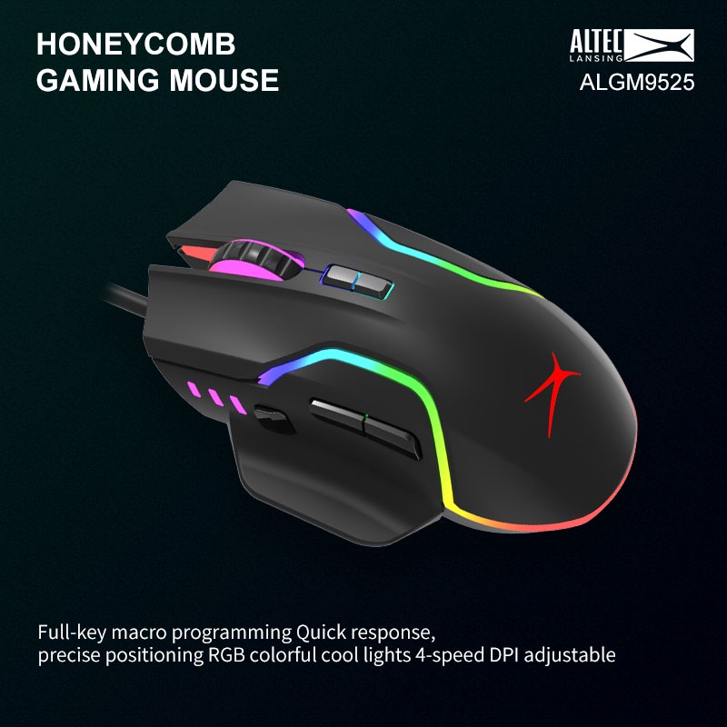 Chuột 7D gaming Altec ALGM 9525 led RGB - DPI 2400 (đen) - Nhất Tín Computer