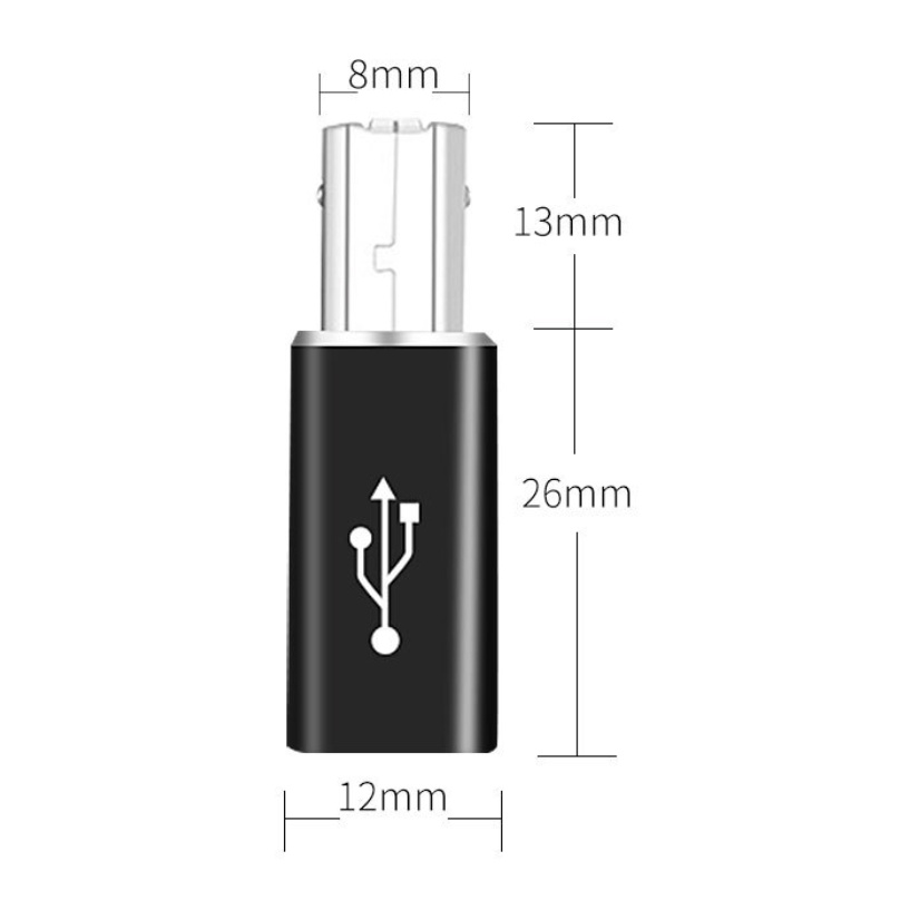 Đầu chuyển usb-b  ra type-c âm kết nối từ điện thoại, laptop, book pro/ air ra cổng máy in, midi trên đàn