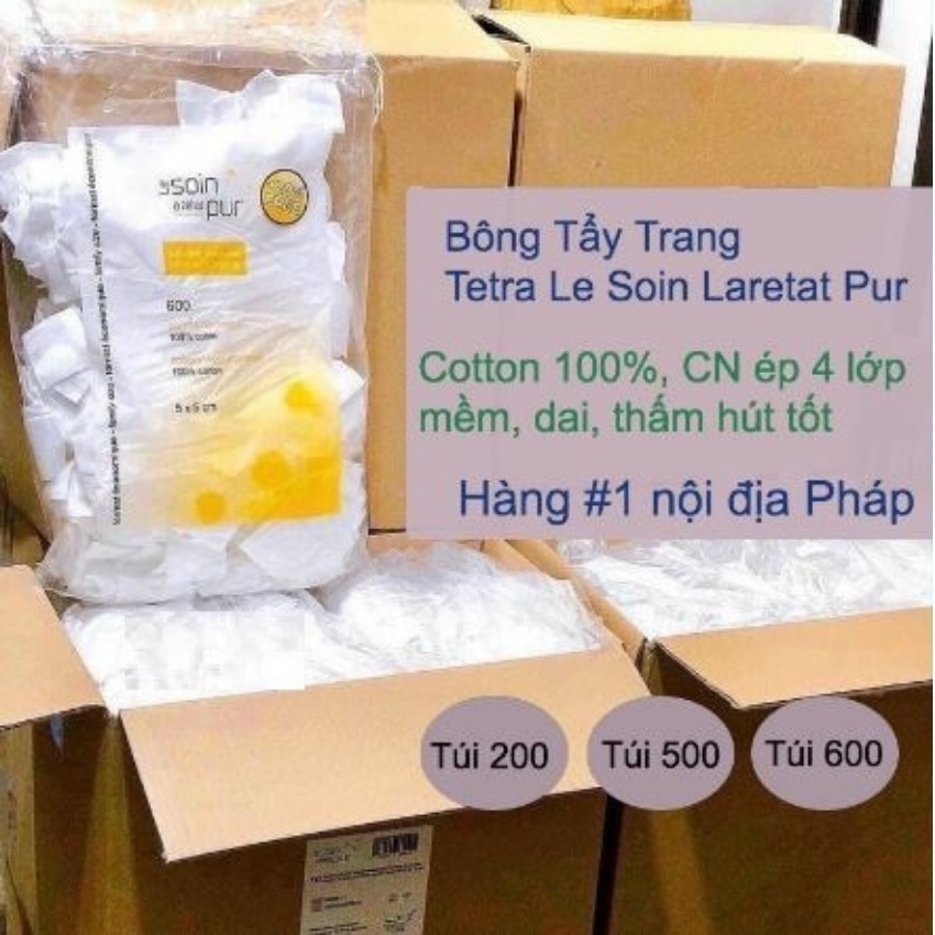 Bông Tẩy Trang Tetra Le Soin Laretat Pur 500 - 600 Miếng Của Pháp - licyhouse