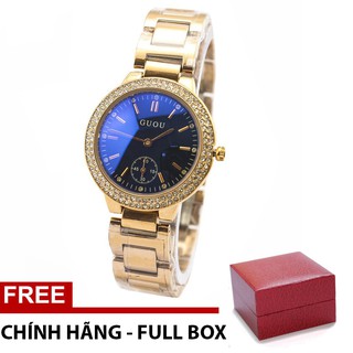 (THANH LỊCH)Đồng Hồ Nữ GUOU CH271 Màu Vàng Hồng Đính Đá - 3 Màu + Tặng Kèm Vòng Đeo Tay