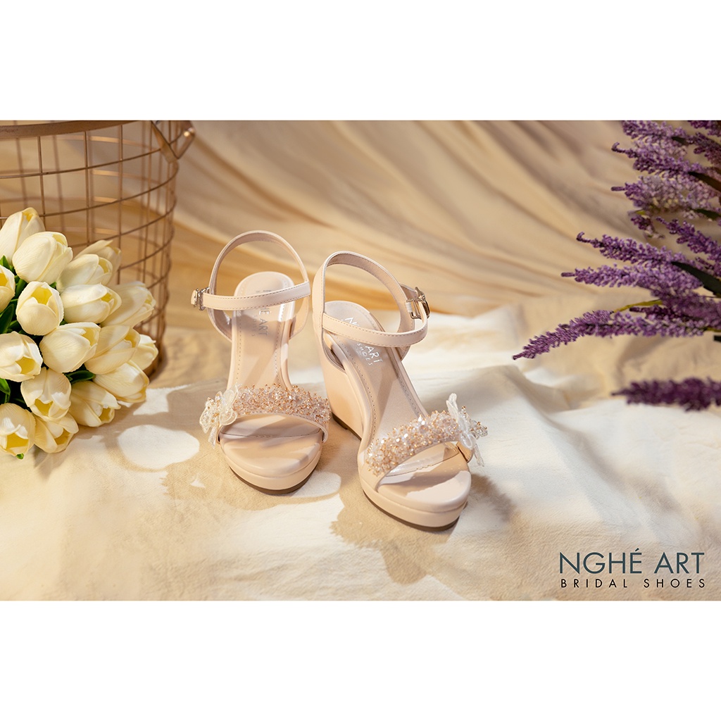 Giày cô dâu Nghé Art đế xuồng 387 nude