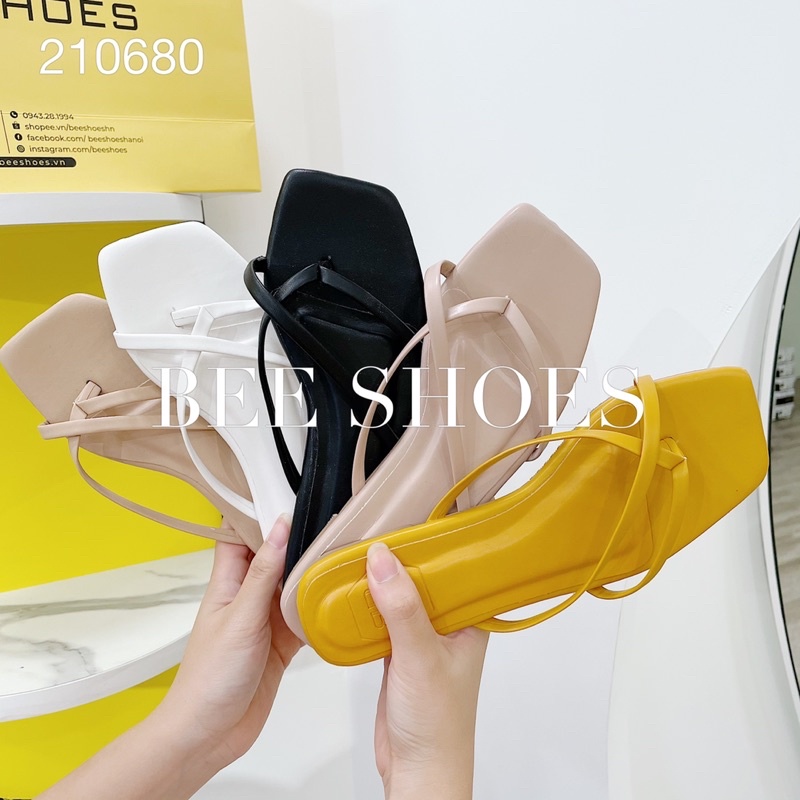 BEESHOES - DÉP XỎ NGÓN NỮ DA MỀM MŨI VUÔNG - DÉP XỎ NGÓN CÓ SẴN MÀU VÀNG - KEM -TRẮNG - ĐEN - HỒNG 210680