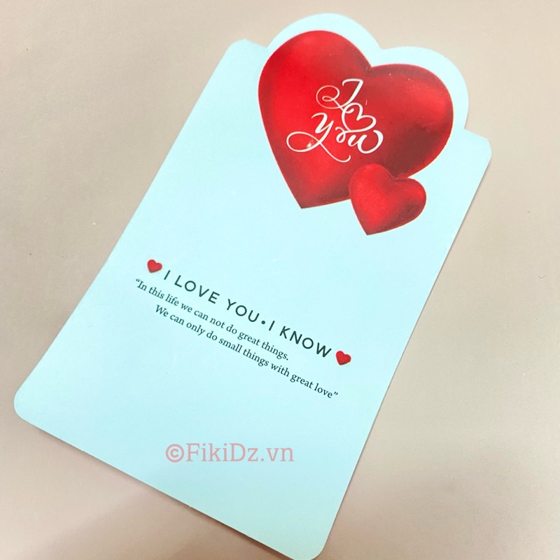 50 Thiệp tim mỏng Valentine gập đôi 7x12cm