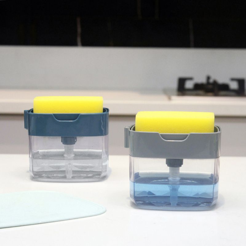 Bình Đựng Xà Phòng Kèm Giá Đỡ Bọt Biển Rửa Chén Tiện Dụng Cho Nhà Bếp