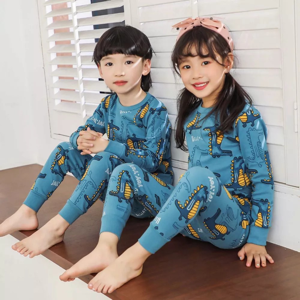 3-16T Girl Cotton Homewear Clothes 2pcs Sleepwear Kids Boys Cartoon Print Pajamas Big Size