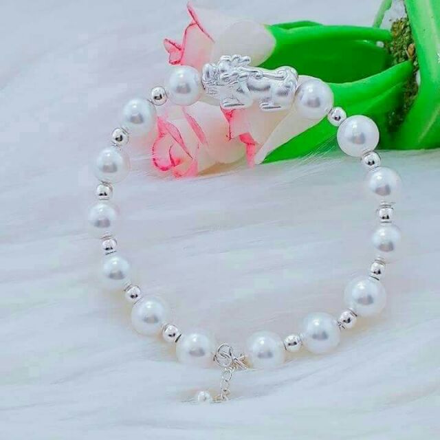 Vòng tay trai nuôi mix tỳ hưu phối bi bạc lõi bạc