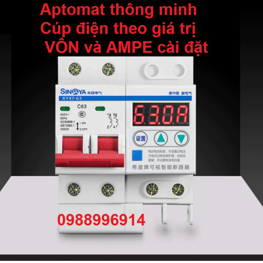 Aptomat thông minh- Ngắt điện theo giá vị VÔN và AMPE cài đặt 63A