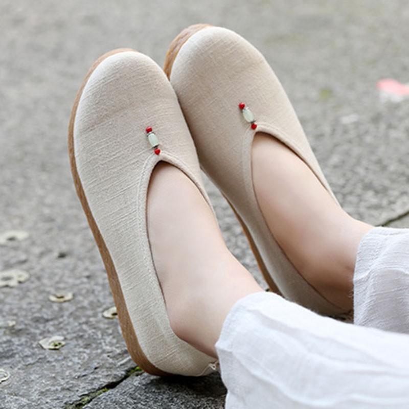 Giày vải nữ nút_cổ trang