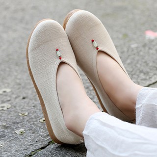 Giày vải nữ nút_cổ trang