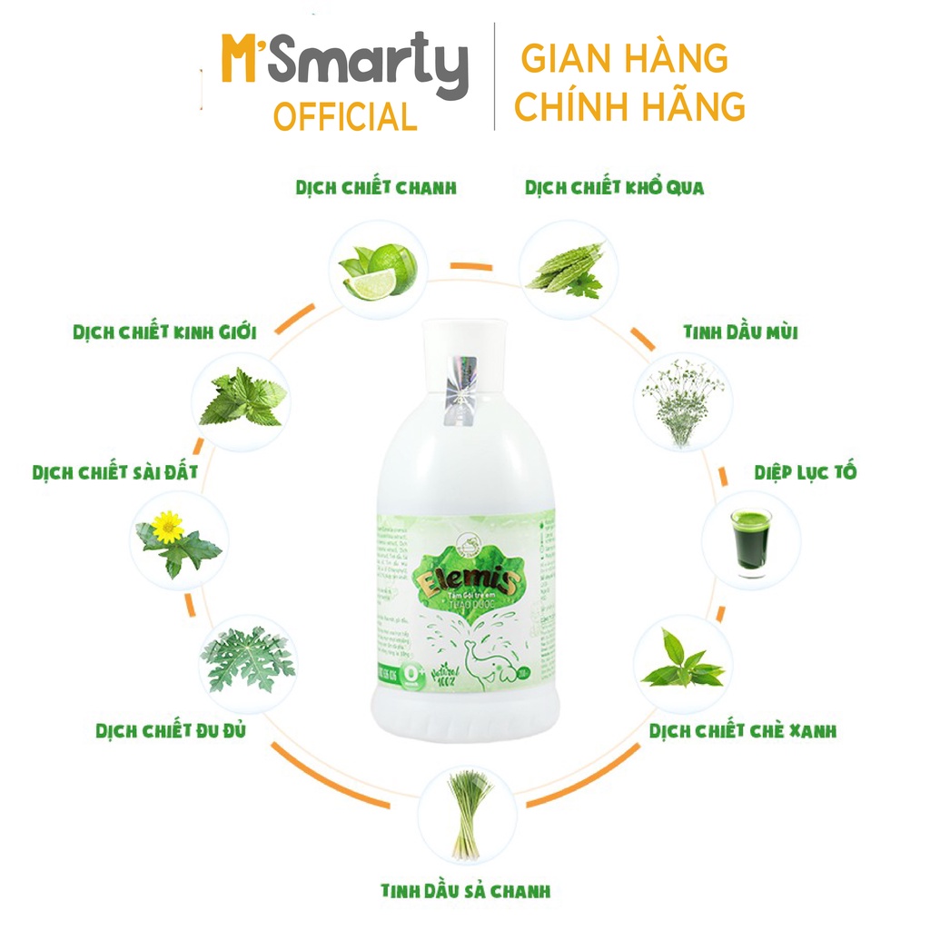 [M'SMARTY] - Nước Tắm Thảo Dược Cho Trẻ Sơ Sinh Elemis - DK Pharma - Chai 200ml / 500ml