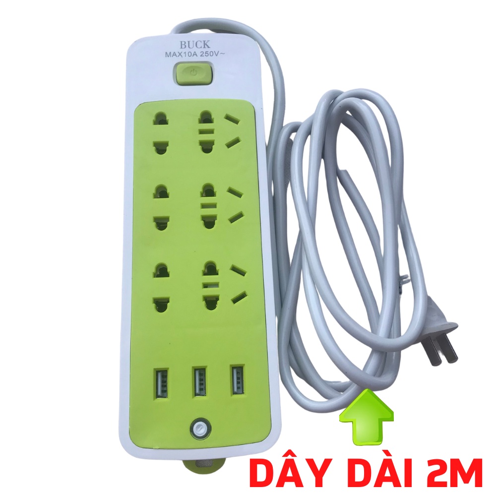 Ổ CẮM ĐIỆN ĐA NĂNG Thông Minh Có Chân 3 Cổng USB Dây Dài 2M Có Công Tắc Loại Thiết Bị Điện Cao Cấp Bán Bảo Hành 12 Tháng