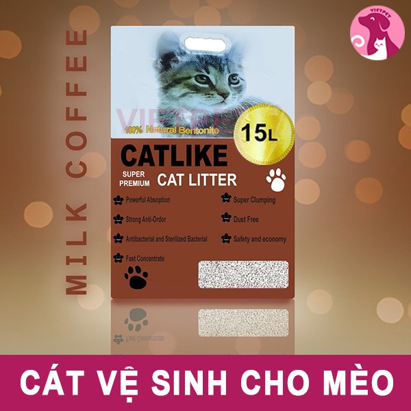 (Tặng xúc xích) CAT LITTER Cát vệ sinh cho mèo - Cát vệ sinh khử mùi diệt khuẩn cho mèo CATLIKE 15L