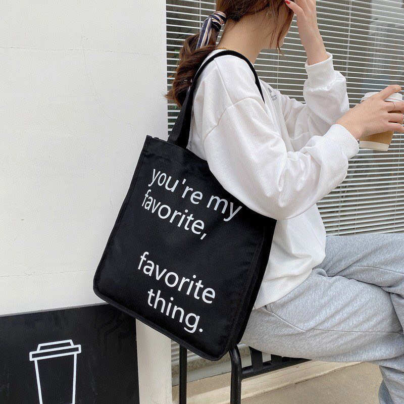 Túi tote vải canvas ulzzang đeo vai thời trang đựng đồ giá rẻ