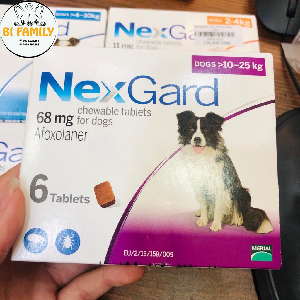 NEXGARD từ 2 – 4 kg, 4 -10 kg. NextGard  dành cho Chó có trọng lượng từ 2 đến 50 Kkg
