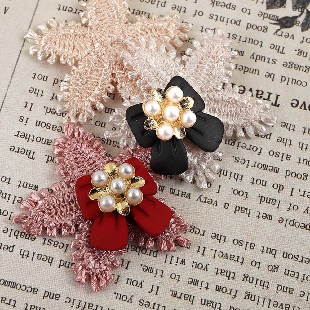 [Hàng mới về] Phụ kiện trang trí móng tay hình nơ/hoa tuyết 3D từ hợp kim đính ngọc trai lấp lánh sang trọng cho nữ DIY