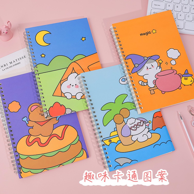 Set 3 quyển sổ, quyển vở gáy xoắn A5 kẻ ngang nhiều mẫu khác nhau