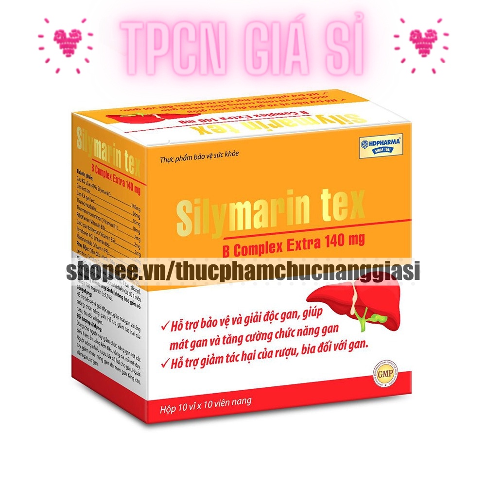 Viên uống SILYMARIN TEX tốt cho gan, giải độc và làm mát gan - Hộp 100v