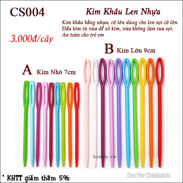 Kim May Len Nhựa Đầu Tù CS004 - Hoa Tay Handmade