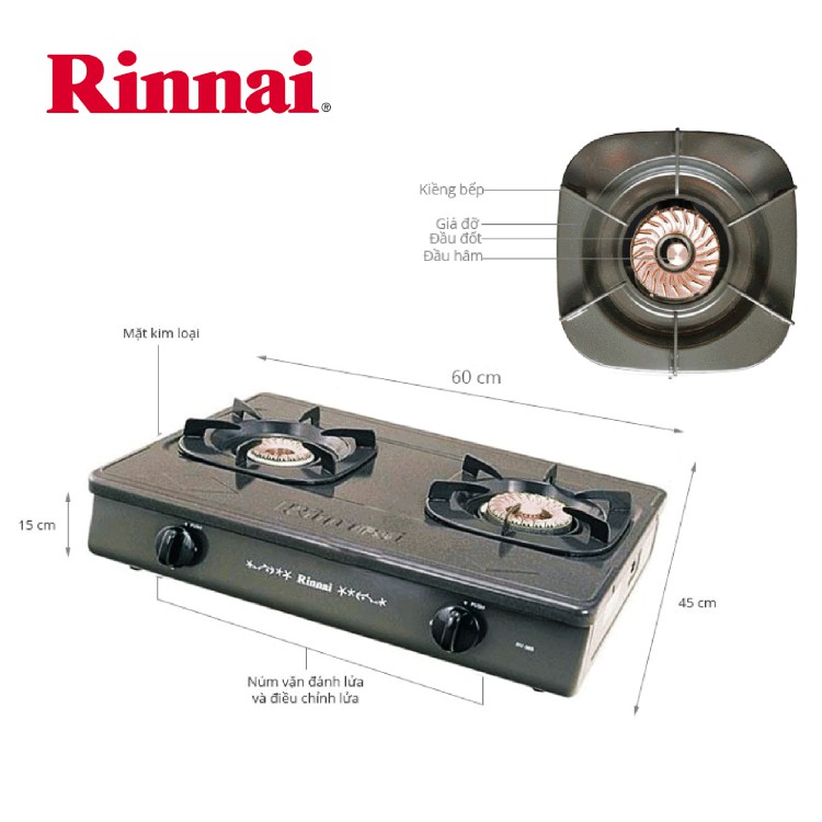 Bếp gas Rinnai RV-365G(N), Chén đồng có đầu hâm