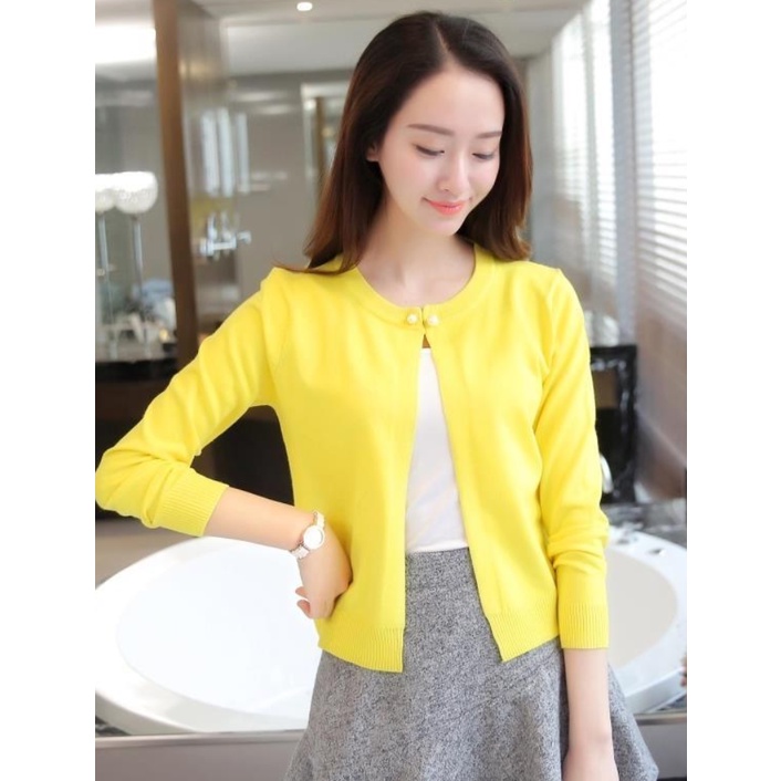 Áo Khoác Len Nữ Cổ Đính Cúc Ngọc ALN025 ShopMaySG Cardigan Dễ Thương Hàng Có Sẵn