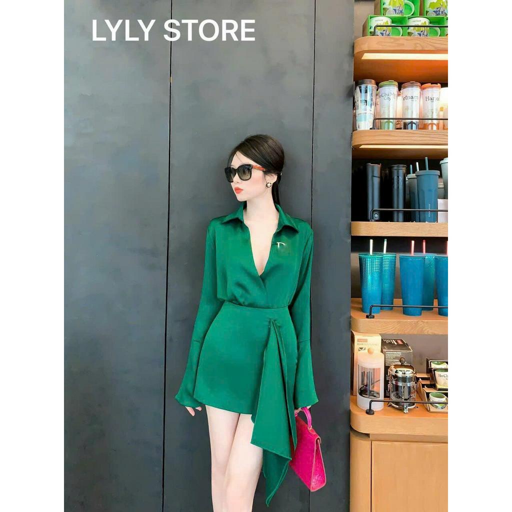 Sét bộ đồ nữ áo cổ sơ mi tay dài phối quyết nhung mềm mịn xinh xắn mix chân váy xòe bèo quý phái dự tiệc đi chơi