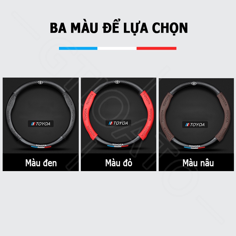 GTIOATO Bọc Vô Lăng Ô Tô BọC Vô LăNg Da BọC Vô LăNg Cacbon BọC Vô LăNg Oto Vô LăNg Xe Ô Tô Trang Trí NộI ThấT Ô Tô Phụ KiệN Xe HơI Cho Toyota Raize Corolla Cross Vios Veloz Innova Camry Hilux Yaris Fortuner Wigo Altis RAV4 Avanza