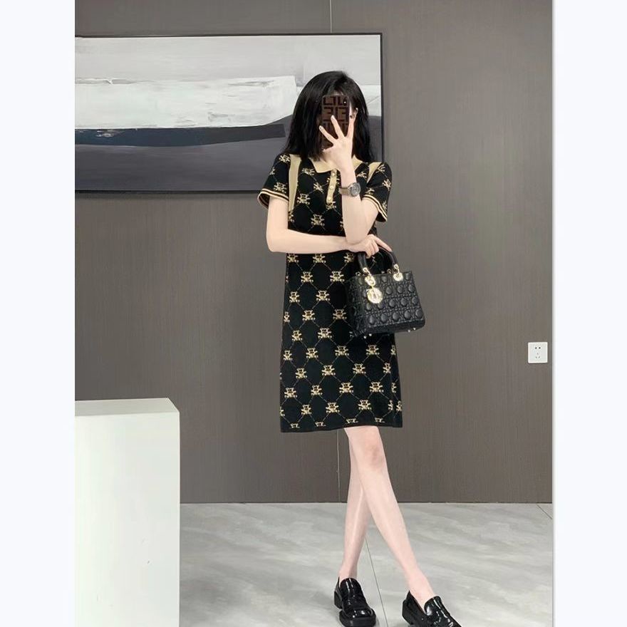 Spring and summer short sleeved high-end small fragrance ice silk shirt dress women's summer 2022 new small high-end skirt